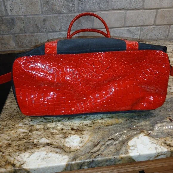 Ed Hardy Dragon Mermaid Tattoo Tote Bag • Red Croc Trim • Y2K Punk Streetwear - Picture 6 of 10